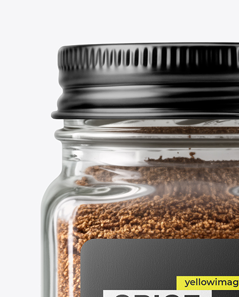 Square Glass Jar with Ground Allspice Mockup