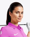 Woman Wearing Golf Shirt and Skirt Mockup