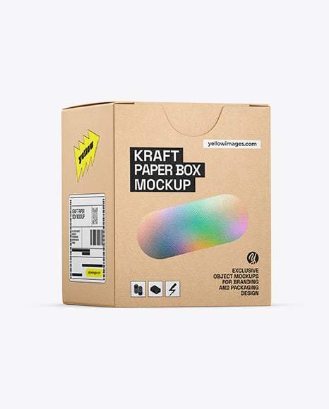 Kraft Paper Box Mockup – Half Side View - Cylindrical box mockup