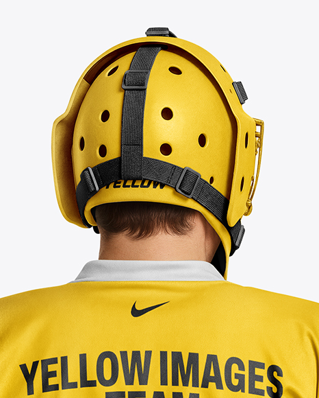 Man Wearing Ice Hockey Goalkeeper Kit Mockup