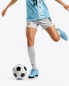 Woman Wearing Soccer Jersey and Shorts Mockup
