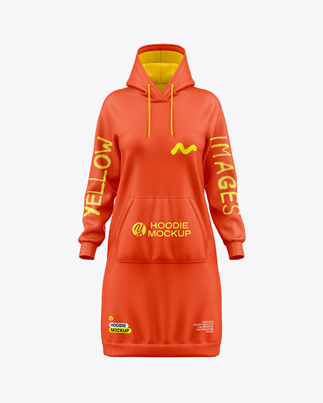 Women Cotton Hoodie Dress Mockup
