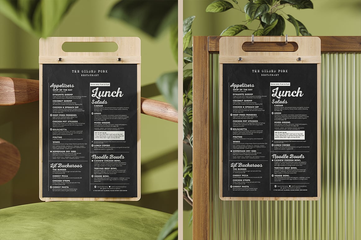 Wooden Board Menu Holder Mockup