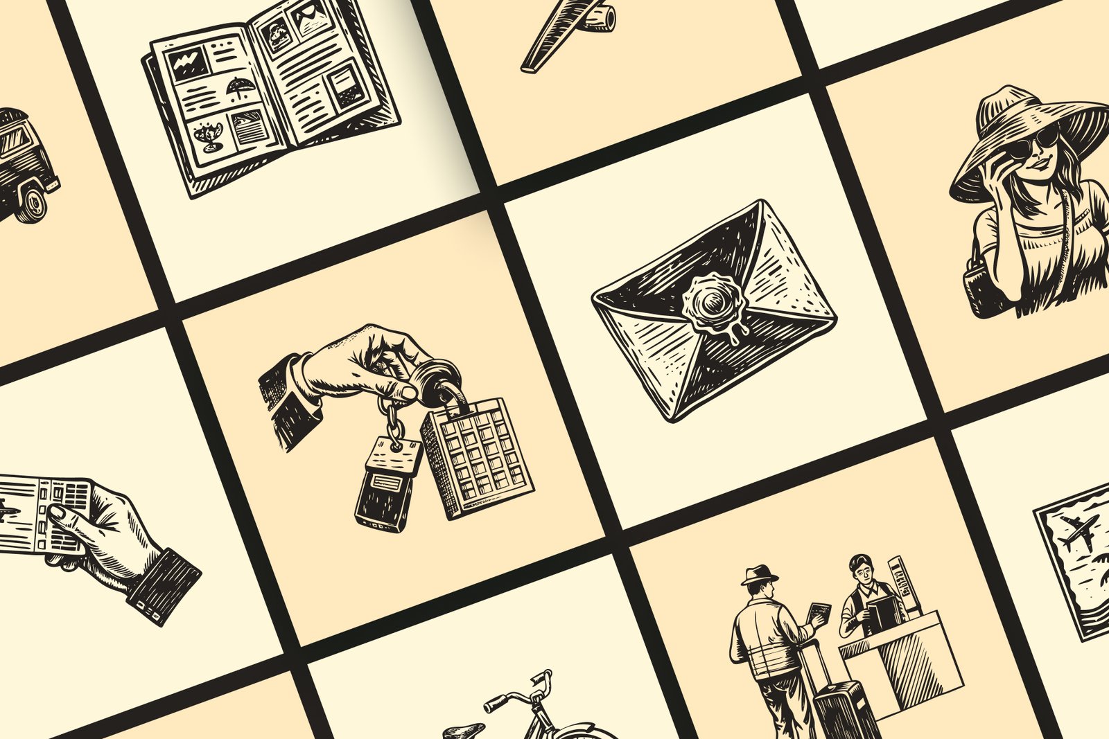 Vintage Travel Illustration Set