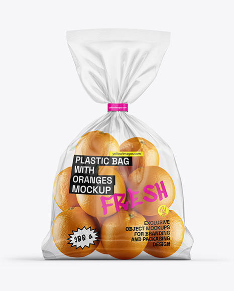 Plastic Bag With Oranges Mockup