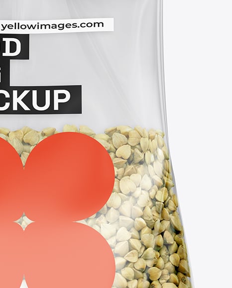 Transparent Package with Green Buckwheat Mockup