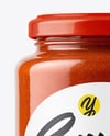 Clear Glass Jar with Pizza Sauce Mockup