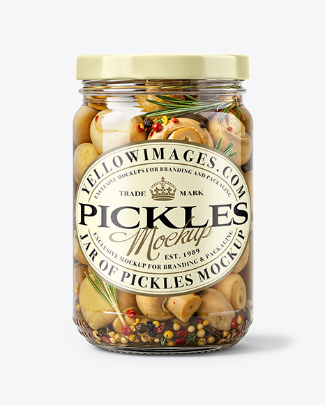 Jar with Pickled Champignons Mockup