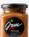 Clear Square Glass Jar with Apple Butter Mockup