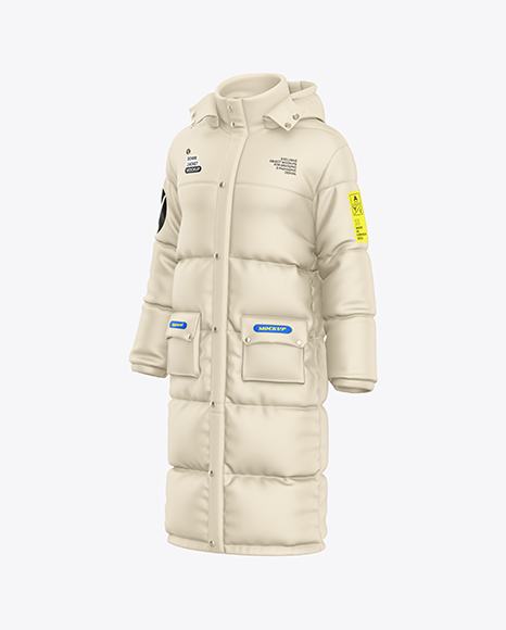 Men's Long Down Jacket Mockup - Half Side View