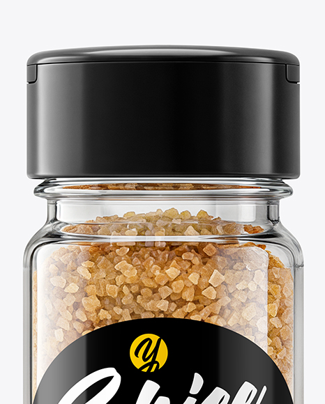 Glass Jar with Smoked Sea Salt Mockup