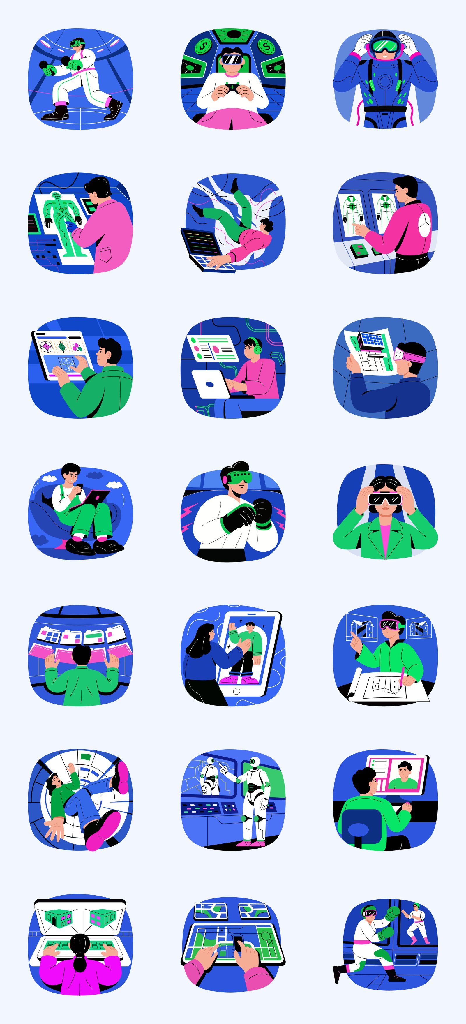 Metaverse Technology Illustration Set