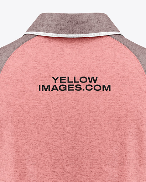 Men's Heather Raglan Long Sleeve Polo Shirt Mockup - Back View