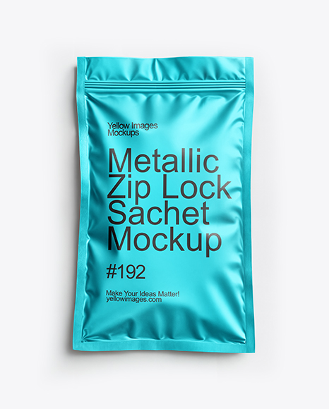 Metallic Sachet with Zip Lock Mockup