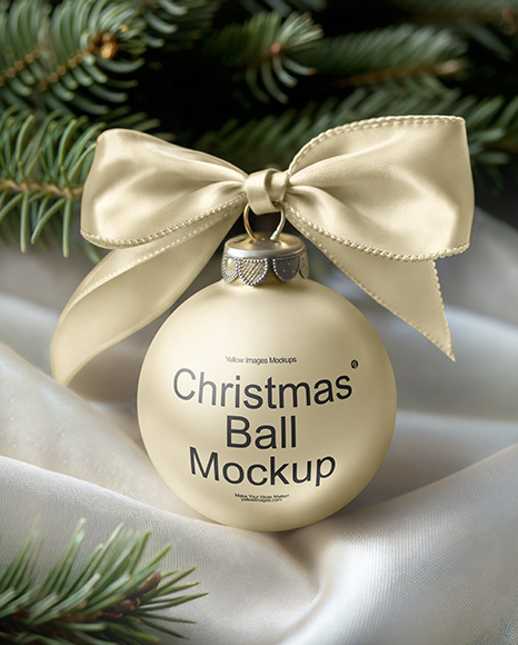 Metallic Christmas Ball with Bow Mockup - Christmas mockup