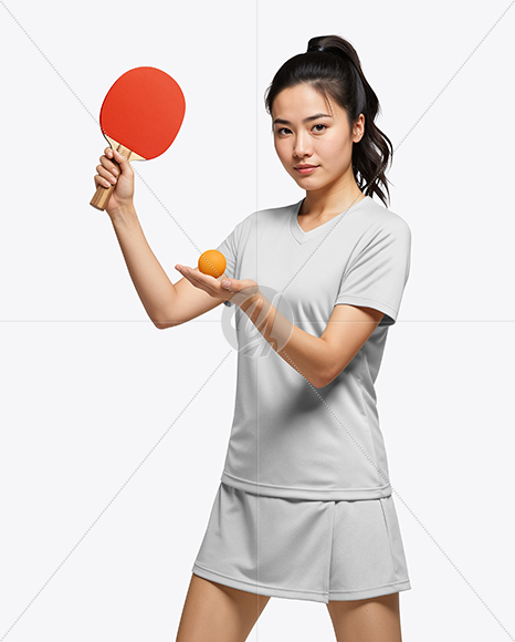 Woman Wearing Table Tennis Uniform Mockup