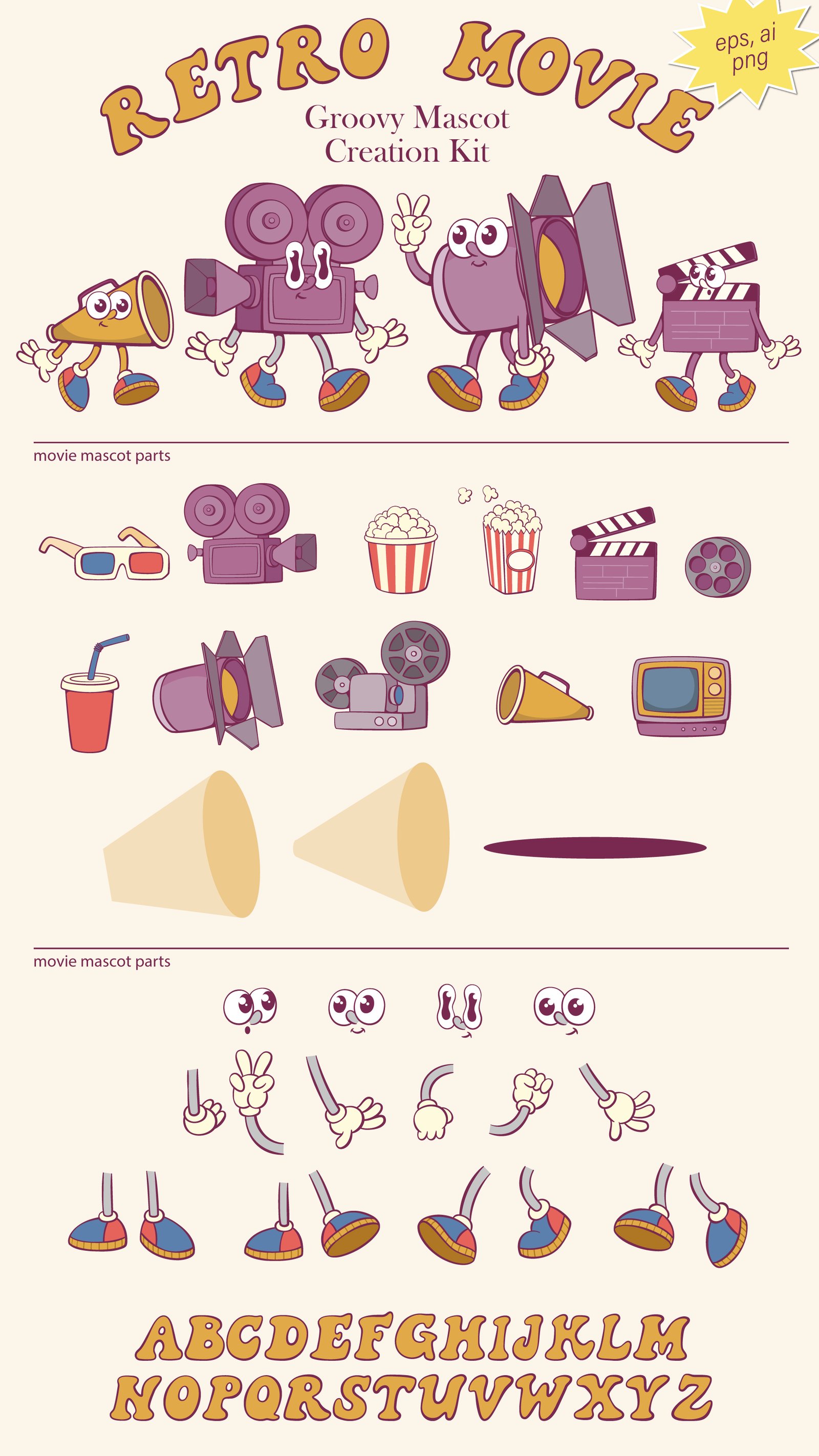 Retro Movie Mascot Creation Kit