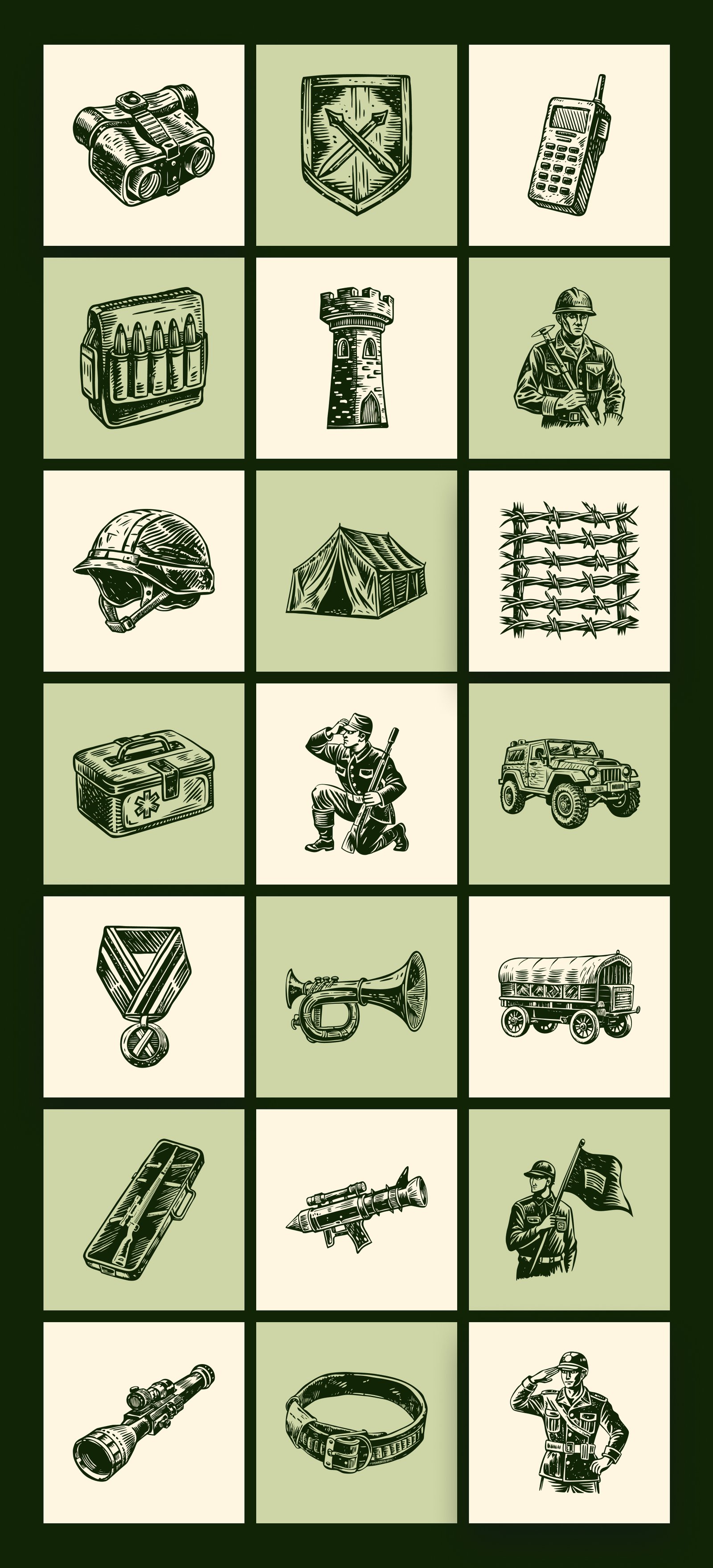 Vintage Military Art Set