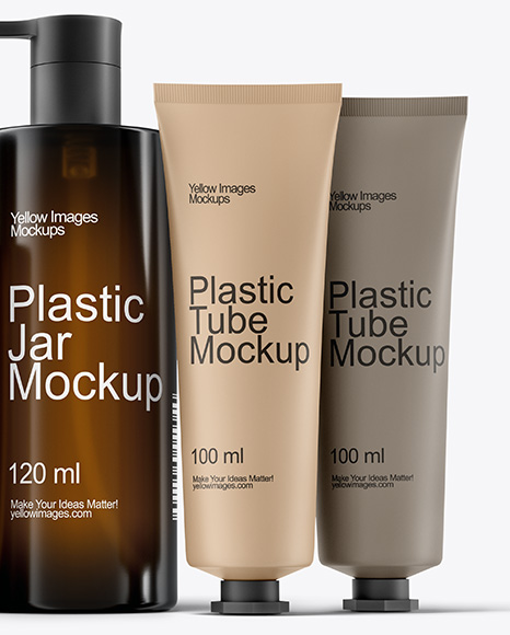 Amber Bottles with Tubes Mockup