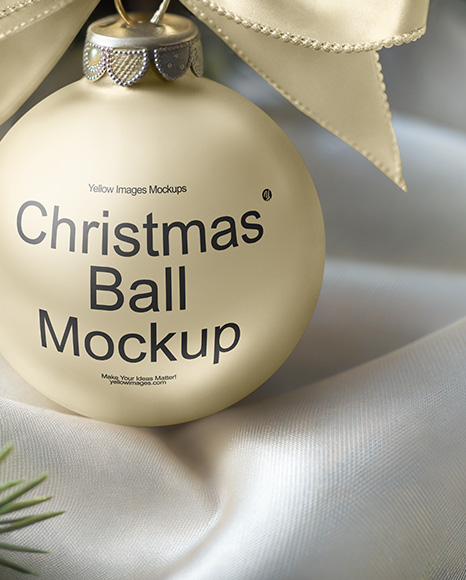 Metallic Christmas Ball with Bow Mockup