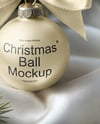 Metallic Christmas Ball with Bow Mockup