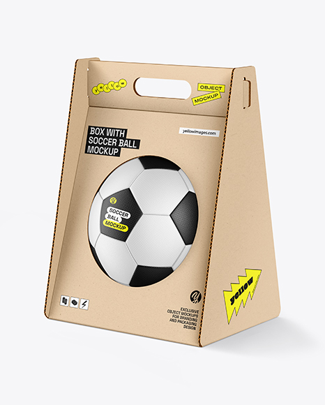 Kraft Box With Soccer Ball Mockup - Gift box mockup