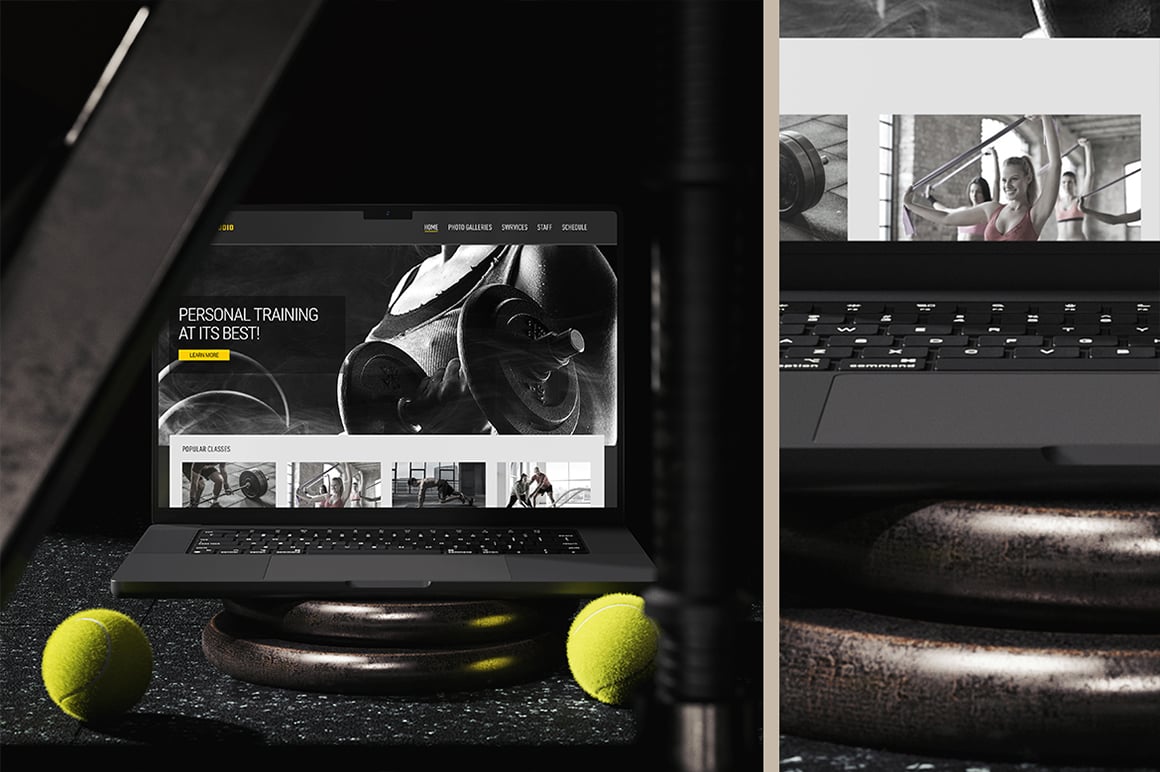 Gym Scene Laptop Screen Mockup