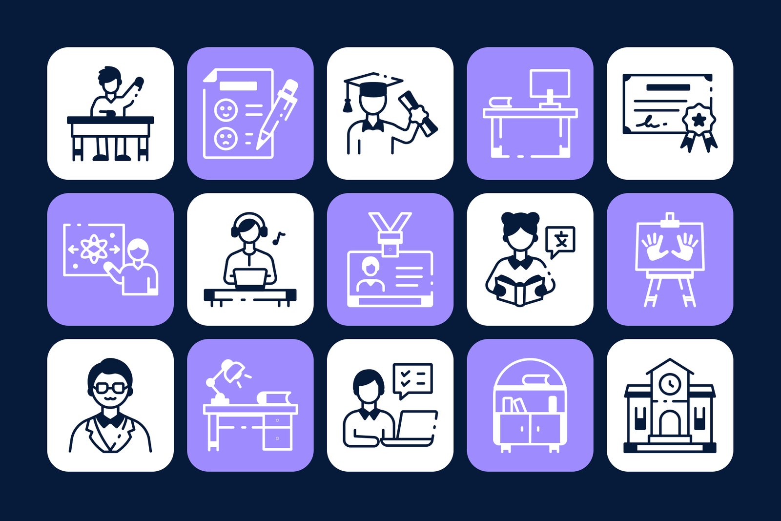 School Education Icons Set