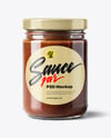 Clear Glass Jar with Chocolate Fudge Sauce Mockup