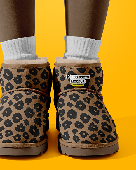 Pair of UGG Boots on Woman's Legs with Leggings Mockup