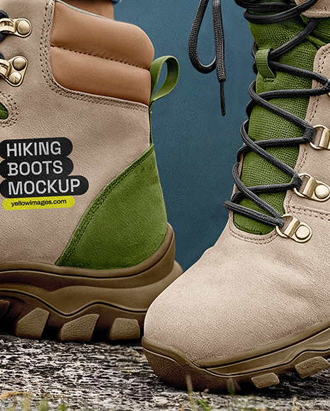 Pair of Hiking Boots on Woman's Legs with Jeans Mockup