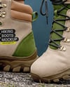 Pair of Hiking Boots on Woman's Legs with Jeans Mockup