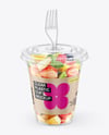 Clear Plastic Cup with Fruits Dessert Mockup