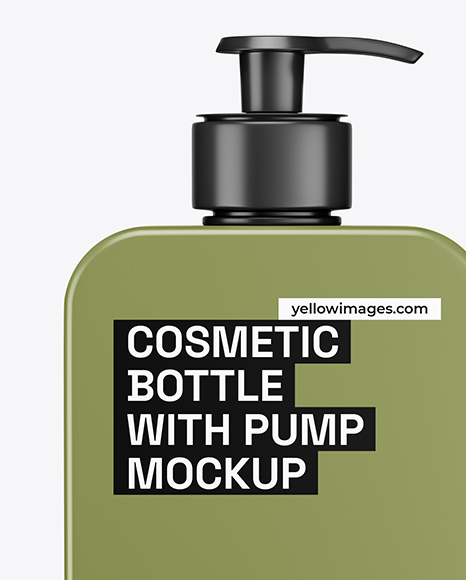 Square Cosmetic Bottle with Pump Mockup