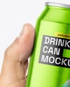 500ml Aluminium Can with Drops in the Hand Mockup