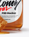 Clear Glass Jar with Sunflower Honey Mockup