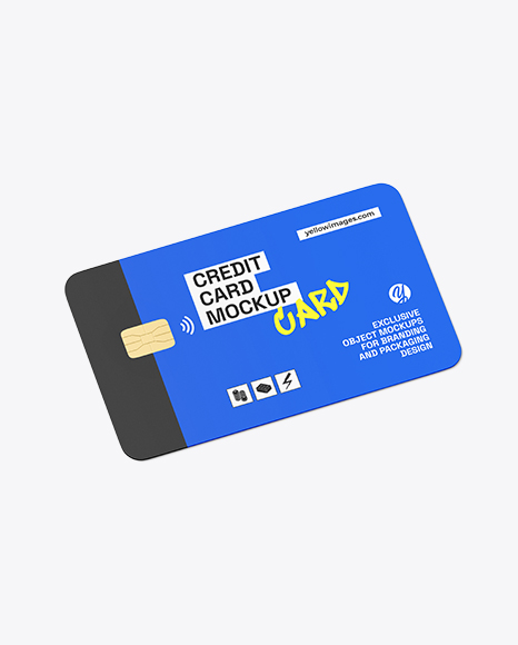 Credit Card Mockup – Side Top View - Business card embossed mockup