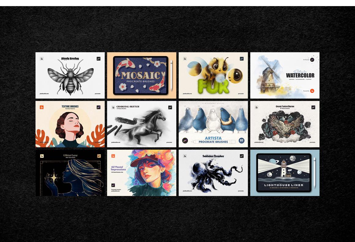 12-in-1 Procreate Brushes Bundle