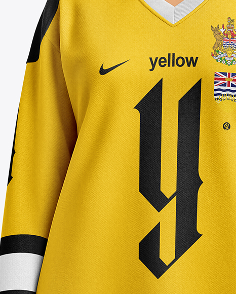 Woman Wearing Ice Hockey Jersey Mockup