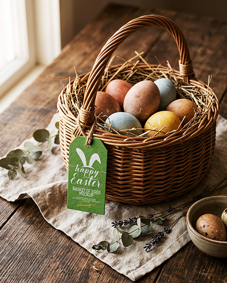 Easter Basket with Tag Mockup
