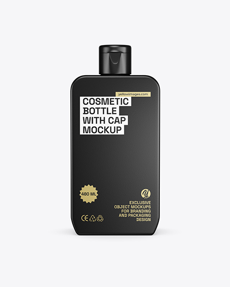 Square Cosmetic Bottle with Cap Mockup