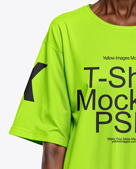 Elderly Black Woman Wearing Oversize T-Shirt & Sweatpants Mockup