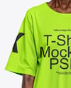 Elderly Black Woman Wearing Oversize T-Shirt & Sweatpants Mockup
