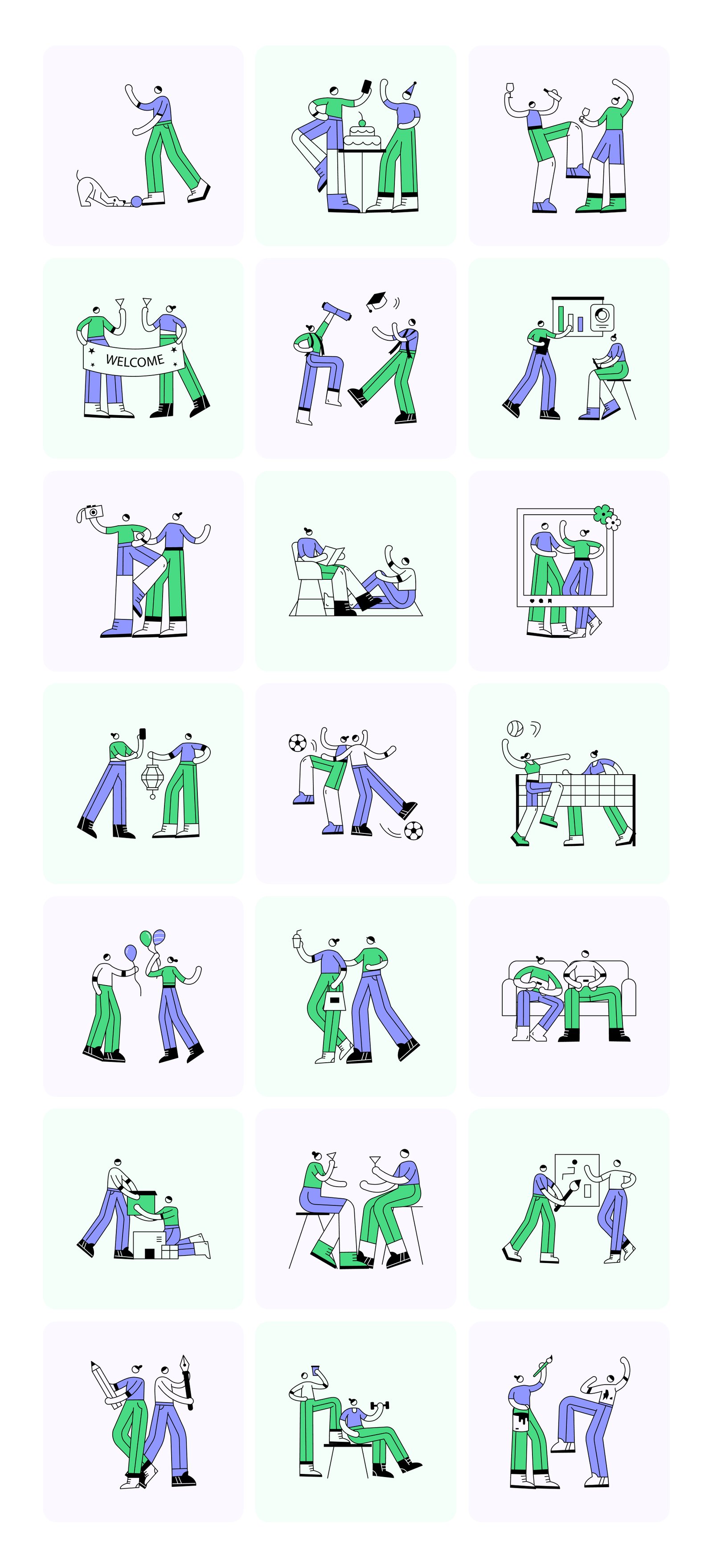 People and Places Illustration Set