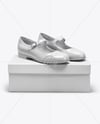 Pair of Mary Janes with Shoe Box Mockup