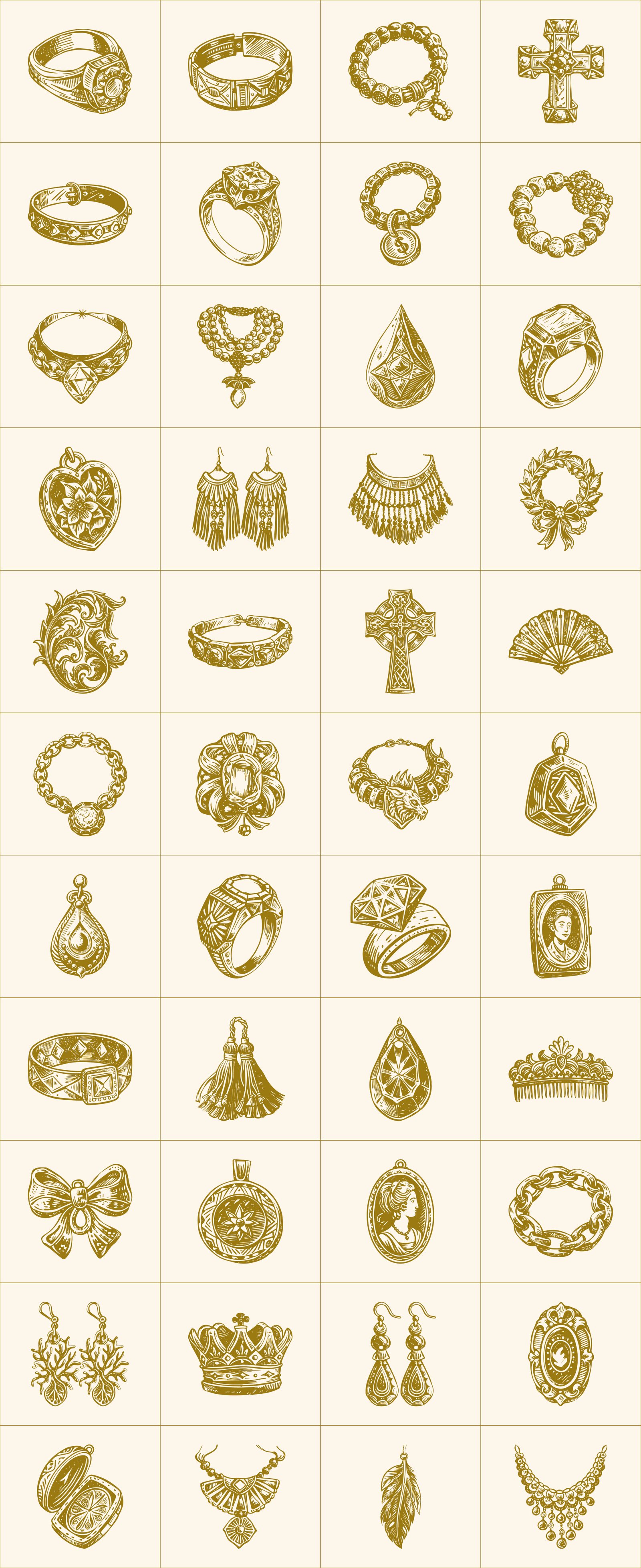 Vintage Jewellery Illustration Set