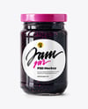 Clear Glass Jar with Blueberry Jam Mockup