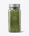 Square Glass Jar with Parsley Flakes Mockup