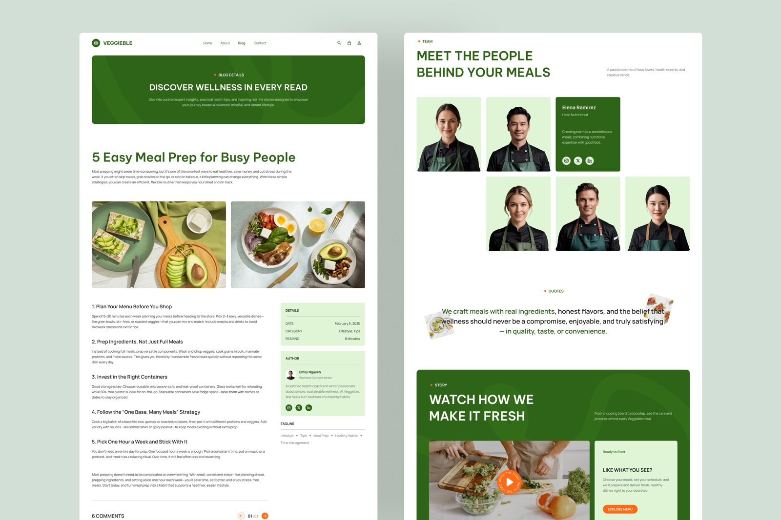 Veggieble – Healthy Food Catering Website UI Figma Template