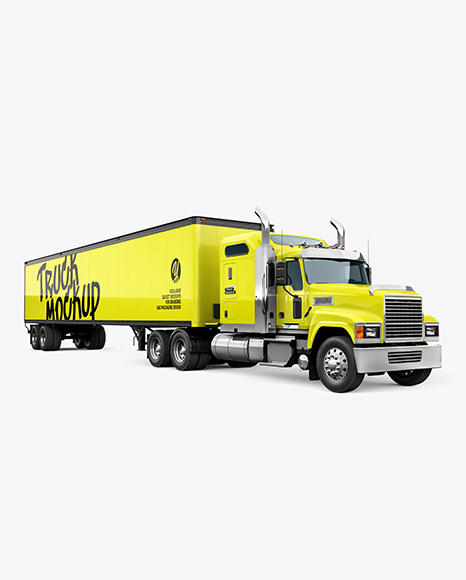 Truck Semi Trailer Mockup - Half Side View - Premium PSD Mockups